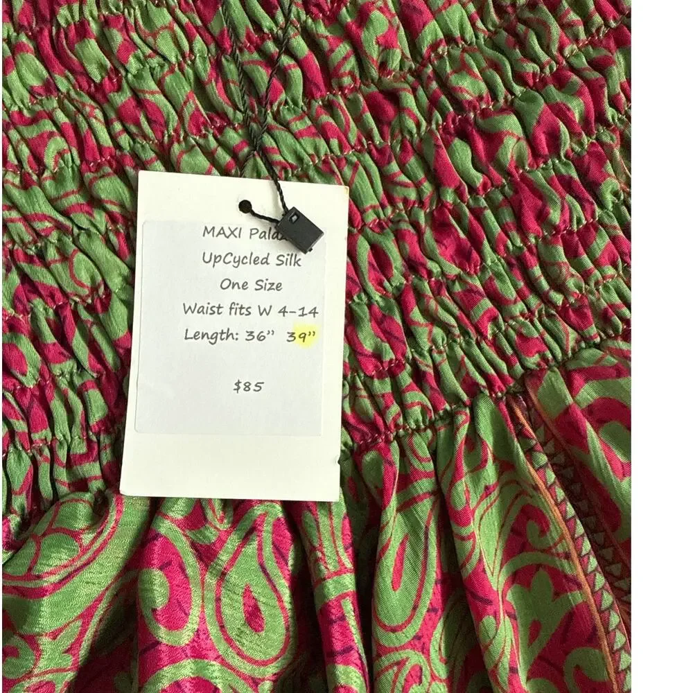 Silk Ranch Maxi Palazoo Upcycled Silk Pants Multicolor Size One Size Fits Most - Picture 8 of 9